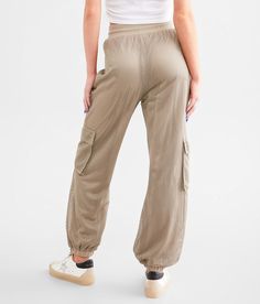 Gilded Intent Jersey Net Cargo Jogger - Grey Medium, Women's Olive Knit lined jogger Inseam measures 28 Rise measures 12 Elasticized cinch tie waistband Elasticized bottom openings. Self: 100% Polyester. Contrast: 50% Polyester 45% Cotton 5% Spandex. Hand wash cold. Do not bleach. Line dry. Low iron if needed. Do not dry clean. Apparel & Accessories > Clothing > Pants Casual Mesh Activewear With Elastic Waistband, Sporty Khaki Bottoms For Spring, Casual Mesh Sports Bottoms, Athleisure Mesh Bottoms With Elastic Waistband, Nylon Bottoms With Elastic Waistband For Leisure, Nylon Leisure Bottoms With Elastic Waistband, Casual Nylon Joggers With Elastic Side Panels, Casual Nylon Sweatpants For Loungewear, Casual Stretch Nylon Joggers