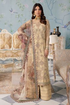 Royal Embroidered Skin Gold Pakistani Salwar Kameez Dupatta Suit Asian Fits, Punjabi Salwar Kameez, Dupatta Lace, Brown Clothes, Printed Organza, Resham Work, Raw Silk Fabric, Punjabi Salwar, Indian Salwar Kameez