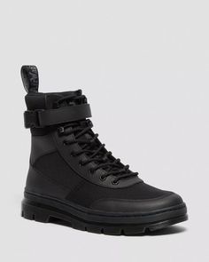 Combs Tech Poly Casual Boots in Black | Dr. Martens Bestie Outfits, Black Dr Martens, Tech Wear, Patent Boots, Doc Marten, Sandal Platform, Lace Socks, Black Sneakers, Doc Martens