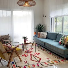 a living room filled with furniture and a rug