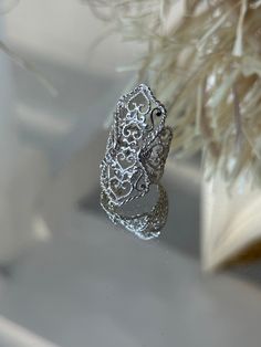 SIlver filigree ornament armenian ring Silver Hand Chain, Full Finger Ring, Full Finger Rings, Hand Chain, Finger Ring, Ring Finger, Especially For You, Sterling Silver Ring, Statement Rings