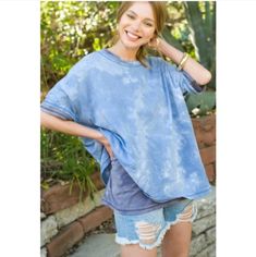 Clearance No Offers .New With Tags Tie Dye Mineral Wash Oversized Fit Short Sleeve Tee Shirt Color Is Denim Blue This Tee Would Be Perfect Paired With Your Favorite Jean Shorts Or Grab A Chic Pair From My Closet! 5 Star/Top Rated Seller Fast Shipper Bundle To Save Posh Ambassador Ll Make Me An Offer! (Reasonable Offers Accepted Or Countered If To Low ) Any Questions? Ask Me! Lt2 Oversized Blue T-shirt For Everyday, Oversized Blue Denim Top For Summer, Blue Denim Top For Everyday Spring Wear, Everyday Blue Denim Top For Spring, Spring Everyday Blue Denim Top, Trendy Blue Denim T-shirt, Trendy Oversized Blue Denim Top, Casual Washed Tops For Day Out, Oversized Washed Blue Denim Top For Spring