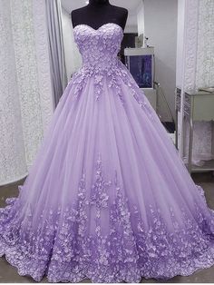 Glam Light Purple Sweet 16 Gown Tulle with Lace Applique, Lavender Tul – BeautyDressy Light Purple Sweet 16, Lilac Ball Gown, Purple Sweet 16, Purple Ball Gown, Mommy Dress, Robes D'occasion, 15 Birthday, Blue Ball Gowns, Lace Ball Gowns