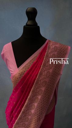 Magenta semi-dupion silk saree with small copper zari butti work on the body. The saree has a baby pink contrast broader and pallu with stunning floral copper zari weaving. Blouse: Baby pink semi-dupion silk [Unstitched] Please note there may be slight colour variations due to lighting. please send us a message if you want blouse material separated  and need pico ( no extra charge) Pink Cotton Silk Pre-draped Saree With Self Design, Pink Slub Silk Pre-draped Saree With Dupatta, Bollywood Style Pink Cotton Silk Traditional Wear, Unstitched Pink Slub Silk Traditional Wear, Semi-stitched Pink Slub Silk Traditional Wear, Pink Katan Silk Pre-draped Saree For Festivals, Festive Pink Slub Silk Traditional Wear, Festive Pink Traditional Wear In Slub Silk, Semi-stitched Pink Traditional Wear In Cotton Silk