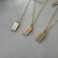 Personalized Mini Tag Necklace 14K Gold Filled Tag Necklace Custom Name Tag Necklace Initial Tag Necklace 925 Sterling Silver - Etsy Everyday Custom Nameplate Charm Necklace, Everyday Rectangular Necklaces With Engraved Text, Everyday Rectangular Necklace With Engraved Text, Everyday Rectangular Engraved Text Necklace, Minimalist Jewelry With Engraved Text For Everyday Use, Everyday Rectangular Jewelry With Engraved Text, Minimalist Everyday Jewelry With Engraved Text, Minimalist Gold Jewelry For Personal Use, Personalized Nameplate Charm Necklaces For Everyday