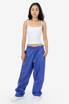 RNF445 Unisex - Lightweight Nylon Taffeta Wide Leg Pant – Los Angeles Apparel Solid Color Nylon Parachute Pants For Summer, Wide Leg Nylon Pants With Elastic Waistband, Relaxed Fit Wide Leg Nylon Parachute Pants, Athleisure Nylon Parachute Pants, Summer Nylon Pants With Functional Drawstring, Nylon Straight Pants With Elastic Waistband, Athleisure Parachute Pants With Side Pockets And Loose Fit, Nylon Wide Leg Parachute Pants For Sports, Summer Nylon Parachute Pants With Drawstring