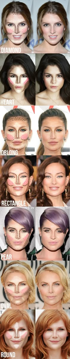 Highlighting and contouring guide Contouring Guide, Highlighting And Contouring, Best Makeup Tutorials, Skirt Diy, Beauty Make-up, Makijaż Smokey Eye, Makeup Hacks