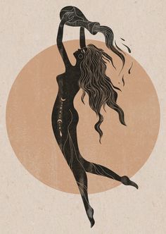 an illustration of a woman with her hair blowing in the wind while holding onto a string