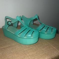 Brand New Without Box Jellypop Platform Sandals! Very Pretty Mint Green. Size Us 8 And Fit True To Size. Spring Platform Closed Toe Jelly Sandals, Green Open Toe Jelly Sandals For Summer, Closed Toe Plastic Sandals, Trendy Closed Toe Jelly Sandals For Summer, Vacation Closed Toe Platform Jelly Sandals, Flat Platform Jelly Sandals In Trendy Style, Closed Toe Platform Jelly Sandals For Vacation, Green Jelly Sandals With Round Toe For Summer, Casual Platform Jelly Sandals For Beach