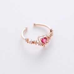 New! ~ Red Crystal Heart Adjustable Ring ~ So Cute And Unique :) <3 Can Be Adjusted To Fit A Range Of Sizes! Size: Adjustable Us 6-10 Additional Ring Styles Available! Shipping Discount Applied! ($7.45-> $4.99) All Orders Come With Little Extras! Love Stud Resin Pink Princess Crystal Gem Cute Kawaii Shiny Glitter Gold Heart Ring Sweetsparkle Sweet Sparkle Sailor Moon Pink Heart Rings, Ring Party Jewelry, Layered Rings, Princess Ring, Zircon Ring, Rings For Girls, Cute Rings, Girly Jewelry, Flower Ring