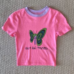 Pink Graphic Baby Tee. Never Worn Like New Condition! Size Xs Urban Outfitters Y2k, Graphic Baby Tee, Baby Tees Y2k, Baby Graphic Tees, Y2k Baby Tee, Baby Tees, My Dream Wardrobe, Fits Inspo, Urban Outfitters Tops