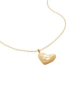 A handcrafted heart pendant adds a sophisticated finishing touch to a dainty chain necklace fashioned from recycled 18-karat gold vermeil. Exclusive US retailer 18" length; 2" extender; 7/8" pendant drop Recycled 18k-gold plate Imported Recipient of the Butterfly Mark certification, which identifies luxury brands that adhere to social and environmental best practices This brand meets Nordstrom Responsible Brands criteria: brand adheres to responsible social and environmental practices Sterling Silver Heart Necklace With Delicate Yellow Gold Chain, Delicate Sterling Silver Heart Necklace In Yellow Gold, Yellow Gold Heart Necklace With Delicate Sterling Silver Chain, Tarnish Resistant Yellow Gold Heart Necklace For Her, Yellow Gold Delicate Chain Heart Cut Charm Necklaces, Yellow Gold Heart Cut Charm Necklaces With Delicate Chain, Yellow Gold Heart Cut Charm Necklace With Delicate Chain, Gold Plated Heart Pendant Necklace With Polished Finish, Polished Yellow Gold Heart Necklace Gift