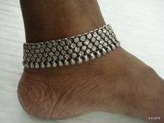 "vintage Antique tribal old silver ANKLET feet bracelet pair from Rajasthan India. Worn by tribal people of Rajasthan India. good flexible, worn from years of use. Great piece for tribal style belly dance or ethnic jewellery collector. Note - If you combine both anklet you can use as a necklace. length - 24.6 cm(9.68\") we can adjust the length. width max. - 2.6 cm(1\") weight for pair - 224 grams material - Silver & original old worn pair." Bohemian Silver Anklets For Festivals, Silver Bohemian Anklets For Festivals, Bohemian Oxidized Anklets With Adjustable Fit, Bohemian Oxidized Adjustable Anklets, Handmade Silver Metal Anklets, Bohemian Oxidized Finish Adjustable Anklets, Silver Bohemian Metal Anklets, Festive Bohemian Metal Anklets, Bohemian Metal Anklets With Oxidized Finish