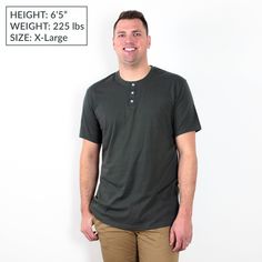 Our best-selling Dual Blend Henley t-shirt is made from a soft cotton polyester blend and perfectly flatters tall, slim men. A 3-button Henley design adds a touch of style to a classic t-shirts. Each shirt is flexible, light, and resists wrinkling in the wash, making it your ideal t-shirt for any occasion. Upgrade you wardrobe with shirts that actually fit and click Add to Card today! Product Details 45% cotton55% polyesterMachine wash cold and tumble dry low to minimize shrinking Size Guide Hei Relaxed Fit Button T-shirt For Everyday, Relaxed Fit Short Sleeve Henley With Buttons, Casual Henley T-shirt With Button Closure, Summer Short Sleeve Henley With Button Closure, Short Sleeve Cotton Henley With Buttons, Classic Relaxed Fit T-shirt With Button Closure, Summer Short Sleeve Henley With Buttons, Relaxed Fit Button-up T-shirt With Button Closure, Everyday Relaxed Fit T-shirt With Buttons