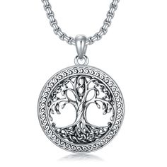 PRICES MAY VARY. 【Silver Tree of Life Necklace】The tree of life represents the eternal cycle of life, interconnectedness, strength and resilience. It serves as a meaningful reminder of the wearer's connection to nature, maintain health and enrich the inner world. Exquisitely and stylish design, suitable for both men and women. 【MATERIALS】Our tree of life necklace for men and women made of real 925 sterling silver, lead-free, nickel-free, skin-friendly, hypoallergenic and tarnish resistant. 【SIZE Symbolic Silver Jewelry With Tree Of Life, Symbolic Silver Tree Of Life Jewelry, Symbolic Silver Necklace With Tree Of Life, Black Family Tree, Pendant For Men, Black Family, Connection To Nature, Cycle Of Life, Black Tree