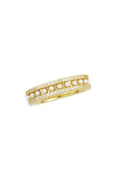 A triple-band ring is the perfect everyday accessory that goes with many different looks. Goldtone plate/cubic zirconia/glass Imported Rings That Wont Tarnish, Every Jewels Rings, Non Tarnish Gold Rings, Cute Ring Stacks, Senior Ring Ideas, Gold Rings Stack, Rings Gold For Women, Aesthetic Gold Rings, Senior Ring