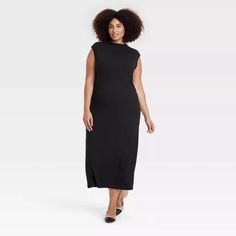 Women's Overt Occasion Ruched Knit Midi Dress - A New Day™ Black 3x : Target Sleeveless Stretch Midi Dress For Fall, Stretch Sleeveless Midi Dress For Fall, Sleeveless Bodycon Midi Dress For Fall, Bodycon Midi Dress For Daywear, Sleeveless Bodycon Dress For Daywear, Casual Evening High Neck Midi Dress, Maxi Bodycon Dress, Womens Muscle Tank, Faith Clothing