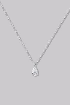 Solitaire Pear Diamond Necklace (0.19ct) - APM Monaco Pear Diamond Necklace, Apm Monaco, Diamond Gift, Metal Shop, Pear Diamond, Earring Necklace, Colored Diamonds, Jewelry Shop, Lab Grown Diamonds