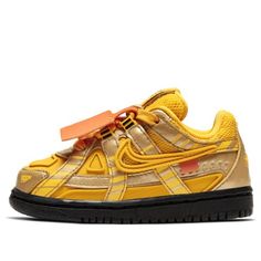 Nike Off-White x Rubber Dunk TD 'University Gold' University Gold/University Gold/Black Sneakers/Shoes Designer Tennis Shoes, Gifts For Newborns, Nike Off White, Pretty Sneakers, White Nike Shoes, Trendy Shoes Sneakers, Yellow Sneakers, Luxe Design, Pretty Shoes Sneakers