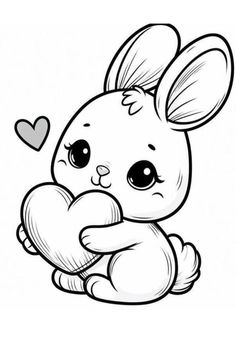 a cute little bunny holding a heart