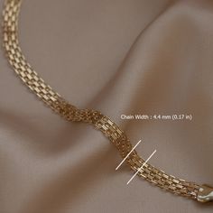 Ⓜ14K Yellow Gold Bismark Chain 4.4 mm Bracelet Dainty Christmas Valentine's Day Gift For Women Shiny Surface Special Design Monsini Jewelry ⓂMaterials & Specifications : Chain Width : 4.4 mm (0.17 in) Chain Lengths : 16 cm (6.3 in) 17 cm (6.7 in) 18 cm (7 in) 19 cm (7.5 in) 20 cm (7.9 in) ❤❤CLASSIC BISMARCK STYLE - Add a dash of glam to your everyday look with this 14K Gold 4.4mm Mesh bracelet. Simple interlocking links create a flexible movement and shiny finish for a modern and polished lo Timeless Link Diamond Bracelet Gift, Luxury Gold Cable Chain Bracelet As Gift, Timeless Bracelet With Lobster Clasp For Gift, Timeless Bracelets With Lobster Clasp For Gift, Luxury Cable Chain Bracelet As Gift, Luxury Gold Plated Cable Chain Bracelet, Luxury Gold-plated Cable Chain Bracelet, White Gold Tarnish Resistant Chain Bracelet For Anniversary, Luxury 14k Gold Wedding Chain Necklace