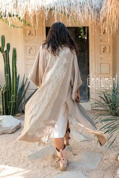 Raw Cotton Kimono Robe Women Boho Wrap Cardigan Top Maxi | Etsy Bohemian Beige Kimono For Festival, Long Hippie Summer Outerwear, Hippie Long Summer Outerwear, Bohemian Outerwear For Spring Vacation, Bohemian Beige Kimono For Vacation, Beige Kimono With Long Sleeves For Festivals, Beige Long Sleeve Kimono For Festivals, Beige Bohemian Kimono For Vacation, Bohemian Embroidered Kaftan For Fall