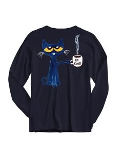 Super soft Pete the Cat Read Books Drink Coffee Stay Groovy unisex long sleeve. Each purchase helps to fund literacy programs and book donations to communities in need. Music-themed Long Sleeve Tops For Streetwear, Pete The Cat Shirt, Pete The Cat Shirts Teachers, Long Sleeve Cotton Tops With Cat Print, Retro Long Sleeve Printed T-shirt, Retro Long Sleeve Sweatshirt With Character Print, Black Long Sleeve Soft-washed T-shirt, Books About Kindness, Pete The Cats