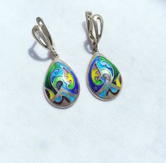 Georgian cloisonne enamel earrings, minimalist, teardrop earrings - Fine silver jewelry This jewelry is 100 % handmade by me in my studio. The technique is called Cloisonne enamel which is well known in Georgia. Many people in my country love buying handmade jewelry because they are unique and special!  ▪️ ▪️ ▪️ About shipping▪️ ▪️ ▪️ The price for this item includes standard shipping cost. Estimated arrival time: 3-4 weeks. ▪️ Delays might occur due to the current situation worldwide. So, pleas Artisan Teardrop Earrings With Artistic Design, Sterling Silver Teardrop Jewelry With Artistic Design, Multicolor Teardrop Enamel Jewelry, Multicolor Enamel Teardrop Jewelry, Artistic Enamel Drop Earrings, Artistic Design Enamel Drop Earrings, Enamel Teardrop Jewelry With Matching Earrings, Artistic Teardrop Enamel Jewelry, Teardrop Enamel Earrings For Gifts