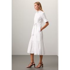 White (100% Linen) Casual Dress. Collared. Short Sleeve. Front button closure. Shoulder to hemline length: 50". Imported. Linen Casual Dress, Linen Casual, Rent The Runway, Lauren White, Closet Designs, Day Dress, White Short, Casual Elegance, Day Dresses