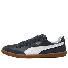 PUMA Super Liga OG 'Navy' 356999-09 (SNKR/Retro/Skate/Low Top) Navy Low-top Skate Shoes For Sports, Navy Sports Sneakers With Gum Sole, Sporty Navy Low-top Skate Shoes, Navy Sporty Skate Shoes For Streetwear, Sporty Navy Sneakers For Skateboarding, Navy Skate Shoes With Rubber Sole For Sports, Navy Sporty Skate Shoes With Rubber Sole, Sporty Navy Lace-up Skate Shoes, Navy Lace-up Sporty Skate Shoes