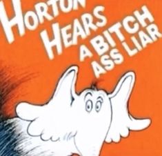 an orange book cover with a ghost flying through the air and words horton hears abitch as liar