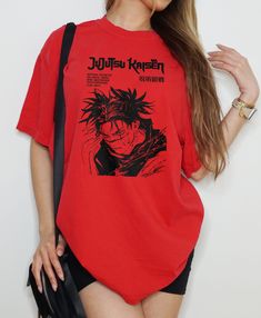 This Choso anime shirt is the perfect anime lover and jujutsu kaisen clothes. This jjk tshirt can be the perfect anime gift for him or a anime gift for her. If you're looking for a thick, structured tee that's also super soft and breathable--look no further! The comfort colors unisex garment-dyed heavyweight t-shirt ticks all the boxes and is made of 100% ring-spun cotton. Each shirt is carefully printed with a hand-drawn illustration and will withstand many washings. To make you feel extra comfy we only use super soft shirt made from clouds and kissed by baby seals 🦭💋. + Perfect Gift 🎁: Whether you're thinking of a gift for him or her, this vintage anime shirt is sure to charm any anime lover. Gifting made easy! -- FEATURES: + Long-lasting Quality 🧶: * Crafted from 100% ring-spun cott Red Anime Graphic T-shirt, Pop Culture Graphic Shirt For Cosplay, Pop Culture Graphic Design Shirt For Cosplay, Anime Print Short Sleeve Shirt, Pop Culture Tops With Anime Print For Fans, Red Crew Neck Top For Cosplay, Punk Graphic Print Top For Cosplay, Pop Culture Screen Print Tops For Cosplay, Anime Style Tops With Anime Print For Cosplay