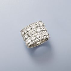 Ross-Simons - 7.80ct t. w. Multi-Shaped Cubic Zirconia Multi-Row Eternity Band Ring in Silver. Size 10. Rows upon rows of shimmer and sparkle! This beautiful eternity-style ring features alternating bands of 7.80 ct. t. w. round, baguette and pear-shaped CZs set in polished sterling silver. 5/8" wide. CZ multi-row eternity band. CZ weights are diamond equivalents. Wide Diamond Bands, Gold Toe Rings, Dope Jewelry Accessories, Stackable Rings Wedding, Stackable Wedding Bands, Silver Jewelry Design, Circle Pendant Necklace, Eternity Band Ring, Cz Jewelry