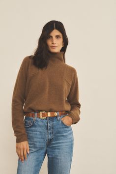 Our Charlotte turtleneck cashmere sweater for women provides great insulation against the cold all the while remaining stylish. With its slightly oversized and loose fit, it is meant to be worn both on days off and with casual outfits in the countryside, and also in a more sophisticated manner for dinners in town. An iconic and timeless piece. Charlotte’s fashion tip: “I love this textured and sophisticated turtleneck. Perfect with baggy jeans for a casual look in between seasons, or under a nice cashmere coat during chilly days in winter. To be a “matchy-matchy” couple with your partner, discover also Charles, the sustainable cashmere turtleneck sweater for men, available in matching colourings.” High Neck Cashmere Sweater For Fall, Cozy Fall Turtleneck In Relaxed Fit, Cozy Fall Turtleneck With Relaxed Fit, Classic Fall Soft Knit Turtleneck, Cozy Relaxed Fit Turtleneck For Fall, Classic Soft Knit Turtleneck For Fall, Cozy Turtleneck With Funnel Neck For Fall, Winter Brown Fine Knit Turtleneck, Brown Fine Knit Turtleneck For Winter