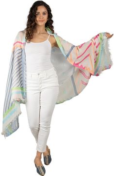 This lightweight scarf is sprawling with a colorful pattern that gives off contemporary vibes. 75" x 40" 100% cotton Hand wash, line dry Imported Model stats: 5'10" height, 32" bust, 25" waist, 36" hip. Model is wearing size One Size. Spring Scarf, Spring Scarves, Pattern Scarf, Tie Scarf, Colorful Scarf, Patterned Scarves, Summer Wedding Dress, Lightweight Scarf, Pattern Mixing