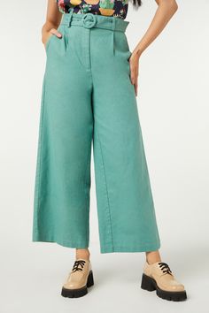 High waisted wide leg pant - the perfect pant for any day and occasion - linen cotton blend fabric - high waisted rise - style with the matching fabric belt - wide full length leg - side pockets - available in green & chocolate Portia wears a size 8 she is 171cm tall, with a 80cm bust, 64cm waist and 94cm hipsProduct code: PGFU513107 Princess Highway, High Waisted Wide Leg Pants, Vintage Inspired Fashion, Perfect Pant, Cotton Blend Fabric, Wide Leg Pant, Fabric Belt, Favorite Dress, Capsule Wardrobe