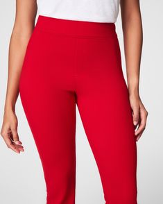 This smoothing pant comes in our premium ponte fabric with targeted compression built in, powered by SPANX CoreSure Tech™. With comfortable 4-way stretch and a high rise waist, this slim straight pant will have you feeling smooth from tummy to thigh, and oh-so-comfortable throughout the leg. No zippers, no buttons, and no pockets (so no bulk!) at the hips—all for the ultimate smoothing effect. | Spanx Women's SPANXsmooth PerfectFit Ponte Slim Straight Pant Slim Straight Pants, Ponte Fabric, Straight Pants, High Rise, Built In, Sleek, Shop Now, Zipper, Pants