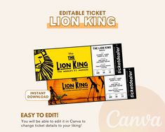 the lion king movie ticket is shown