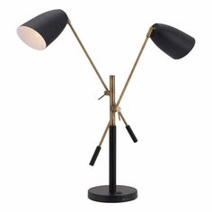 LOOMLAN-Lamps-Dimmable Made of Steel Finished In Matte Black Brass Table Lamp-Zuo Modern-56078 Guest Room Lighting, Modern Bedside Table Lamps, Trip The Light Fantastic, Office Idea, Modern Bedside Table, Shed Light, Formal Living Room, Office Lighting, Adjustable Table