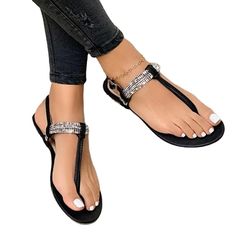 With Platforms : No Heel Height : Flat (≤1cm) Occasion : Party Sandal Type : Modern Sandals Upper Material : PU Brand Name : NoEnName_Null Shoes For Women 2023, Plus Size Beach, Sandals Gladiator, Modern Sandals, Roman Sandals, Summer Retro, Womens Sandals Summer, Casual Flats, Beach Shoes