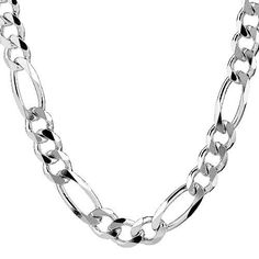 Sterling Silver Figaro Chain for Men Great necklace to wear by itself or with pendant. Use as a spare or replacement necklace chain. 20" - 34" Silver 925 Figaro 3+1 Chain Necklace for BIG Men. Mens Neck Chains, Big Silver Necklace, Silver Chains For Men, Sterling Silver Figaro Chain Necklace, Chain Bracelet Men, Silver Necklace For Men, Silver Figaro Chain Necklace, Mens Accessories Necklace, Chain Necklace Men