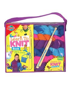 the learn to knit kit includes yarn and knitting needles