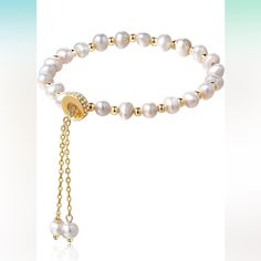 This Is A Convenient Adjustable Bracelet, Bracelet 4.7+ Adjustable Chain 3.1 Inches, Each Pearl Diameter Is About 5-6mm, Weight 8.4g, Freely Sliding Buckle Is Very Convenient To Wear, Not Easy To Fall, This Is Suitable For All Woman Bracelet Size. [Easy To Match Clothes]This Bracelet Is Suitable For Daily Wear, And The Excellent Pearl Color Matching Will Make Your Clothes More Outstanding. Pearl Bracelets Are So Versatile, Whether It Is Day Or Night. You Can Wear The Bracelet To Go To Parties An White Pearl Bracelets With Adjustable Chain, Formal White Bracelets With Adjustable Chain, Elegant Beaded Bracelets With Adjustable Chain, Elegant White Pearl Bracelet With Extender, Elegant White Beaded Bracelets With Adjustable Chain, Elegant White Chain Bracelet With Pearl Charm, Elegant White Beaded Bracelet With Adjustable Chain, Elegant White Rosary Bracelet With Pearl Charm, Elegant Beaded Bracelets With Adjustable Chain For Formal Occasions