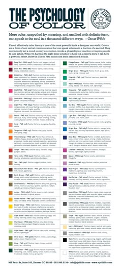 a poster with the names and colors in it