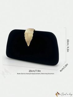 BirdinBag - Chic Black Leaf Decor Mini Box Bag Elegant Large Capacity Rectangular Evening Bag, Elegant Rectangular Evening Bag With Large Capacity, Black Box Bag With Large Capacity For Formal Events, Large Capacity Black Box Bag For Formal Occasions, Rectangular Black Cosmetic Bag Gift, Elegant Large Capacity Clutch For Formal Events, Elegant Large Capacity Clutch For Formal Occasions, Formal Black Box Bag With Large Capacity, Elegant Black Clutch With Large Capacity