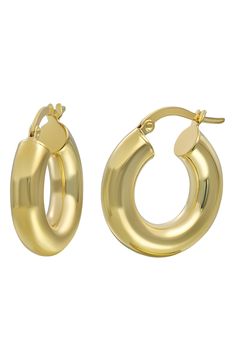 Handcrafted from 14-karat Italian gold in a pillowy silhouette, these contemporary hoop earrings will be a fun addition to your accessory rotation. 3/4" squared Snap-post closure 14k gold Made in Italy Gold Small Hoop Contemporary Earrings, Contemporary Small Hoop Earrings With Polished Finish, Contemporary Polished Yellow Gold Hoop Earrings, Contemporary Small Hoop Earrings In Yellow Gold, Contemporary Small Hoop Yellow Gold Earrings, Contemporary Small Hoop Earrings As Gift, Modern Small Hoop Earrings In 14k Gold, Contemporary Small Hoop Gold Earrings, Contemporary Small Hoop Jewelry With Polished Finish