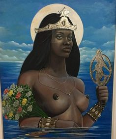 Yemaya Orisha, African Goddess, African Spirituality, Black Mermaid, Afrocentric Art, Black Art Painting, Mermaids And Mermen, Goddess Art, Black Love Art