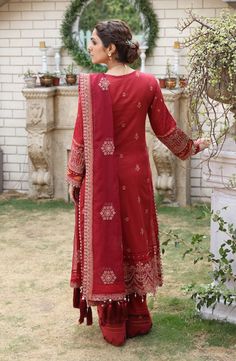 Luxury Deep Red Embroidered Pakistani Salwar Kameez Style Party Dress is a gorgeous outfit is adorned with an exquisite of floral embroidered canvas creating a timeless design. Intricate designs and fine details of thread make this beautiful Pakistani Salwar Kameez Suit an epitome of beauty and grace. Embroidered Kameez: This mesmerizing kameez is adorned with intricate embroidery on the front, back, and sleeves making the elegant design. The neckline is alluring with hand-crafted details making Traditional Cotton Silk Dresses With Floral Embroidery, Red Silk Churidar With Resham Embroidery, Red Churidar With Resham Embroidery For Transitional Season, Red Straight Kurta With Floral Embroidery, Transitional Red Churidar With Resham Embroidery, Red Cotton Silk Churidar For Wedding, Red Anarkali Churidar With Floral Embroidery, Red Floral Embroidered Anarkali Set For Eid, Red Floral Embroidered Anarkali For Eid