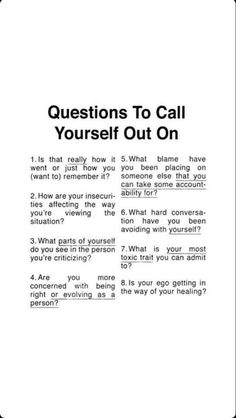 Questions For Yourself, Healing Journaling, Journal Writing Prompts, Health Inspiration, Do Better, Ask Yourself