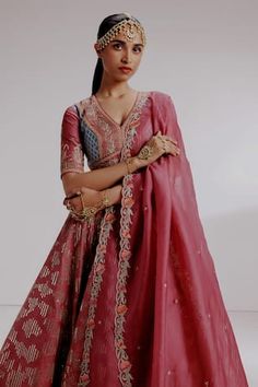 Purple pure raw silk lehenga with sequins floral garden and pure kadhwa silk mughal pattern embroidery. Paired with coordinating handwoven banarasi border blouse and scallop edged dupatta. - Aza Fashions Pink Anarkali Style Lehenga In Tussar Silk, Designer Tussar Silk Lehenga For Navratri, Designer Tussar Silk Choli For Navratri, Pink Tussar Silk Lehenga For Navratri, Designer Tussar Silk Lehenga With Zari Work, Festive Anarkali Tussar Silk Lehenga, Festive Anarkali Lehenga In Tussar Silk, Anarkali Tussar Silk Lehenga For Reception, Tussar Silk Choli With Resham Embroidery For Diwali